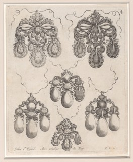 Design for Pendants, Plate 4 from 'Livre des Ouvrages d'Orfevrerie', after 1663. Creator: Louis Cossin.