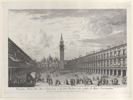 Piazza San Marco looking towards the Basilica and Campanile, 1763., 1763. Creator: Giovanni Battista Brostoloni.