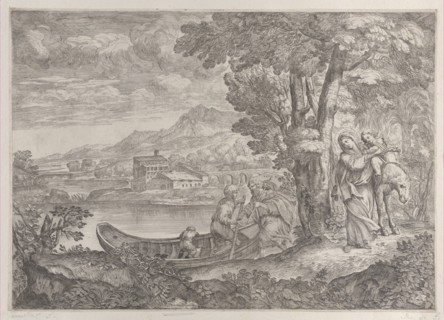 Landscape with the flight into Egypt, 1626-80. Creator: Giovanni Francesco Grimaldi.