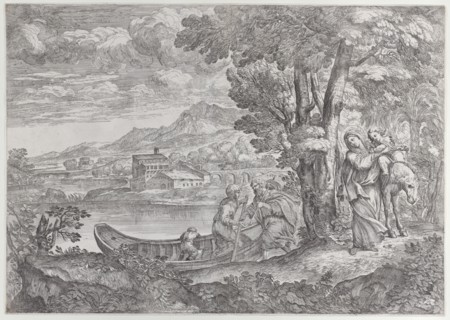 Landscape with the flight into Egypt, 1626-80., 1626-80. Creator: Giovanni Francesco Grimaldi.