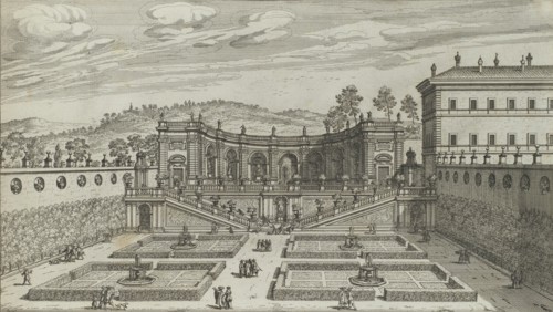 Altra Vedvta in Prospettiva del Teatro et Giardino Contigvo di Mondragone in Fras..., 1691 or after. Creator: Giovanni Battista Falda.