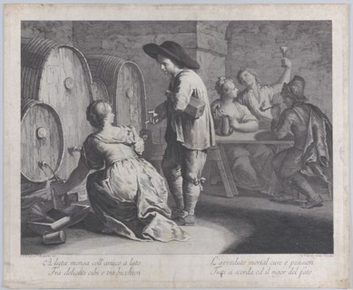 A barmaid filling mugs..., 1760-70. Creator: Giovanni Volpato.