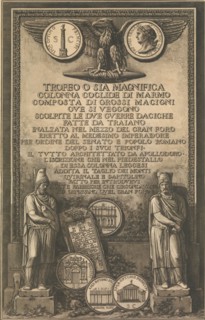 Title page with eagle, coin showing image of Trajan's Column, classical sculptures, 1774-79. Creator: Giovanni Battista Piranesi.
