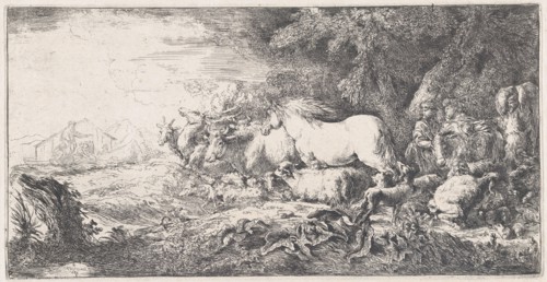 Noah and the animals entering the ark, ca. 1650-55. Creator: Giovanni Benedetto Castiglione.
