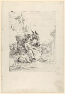 A Mother with two Children, from the Scherzi, ca. 1740. Creator: Giovanni Battista Tiepolo.