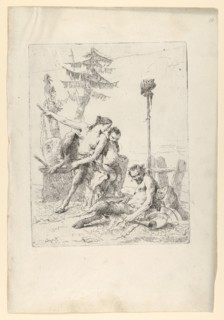 Satyr Family (Pan and his Family), from the Scherzi, ca. 1743-50. Creator: Giovanni Battista Tiepolo.