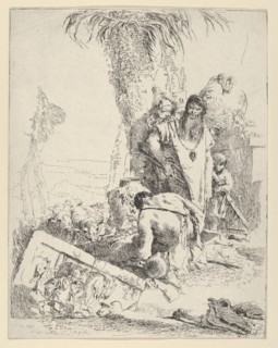 Shepherd with Two Magicians, from the Scherzi, ca. 1743-57. Creator: Giovanni Battista Tiepolo.