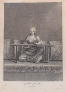 Fille Turque, qui brode, 1714-15., Creator: Unknown.