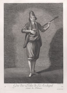 Grec des Isles de l'Archipel, joüant du Taboura, 1714-15.. Creator: Unknown.