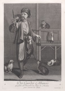 Dgi-Guerdgi Albanois, qui porte au Bezestein des Foyes de Mouton pour nourrir les Chats..., 1714-15. Creator: Unknown.