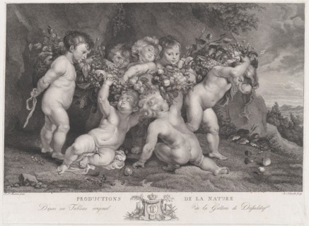 Seven putti carrying a garland of fruit, ca. 1780-87. Creator: Heinrich Schmitz.