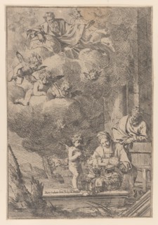 The Holy Family with the Virgin holding Christ over the cradle, 1640-60., 1640-60. Creator: Giulio Carpioni.