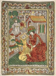 Saint Jerome in Penitence and as a Scholar Removing a Thorn from a Lion's Paw (Sch...., ca. 1470-85. Creator: The Master of the Mountainlike Clouds and The Master of the Church Fathers' Border.