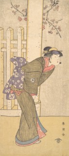 The Fourth Iwai Hanshiro as a Woman Standing under a Torii, ca. 1791? Creator: Katsukawa Shun'ei.