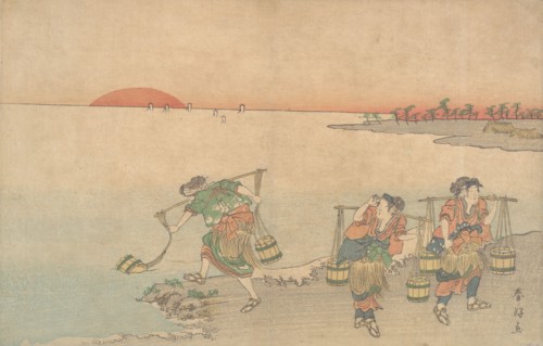 Three Water Carriers at the Shore, late 18th century. Creator: Katsukawa Shunko.