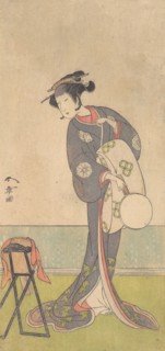 The First Nakamura Tomijuro as an Oiran Standing in a Room, 1771. Creator: Shunsho.