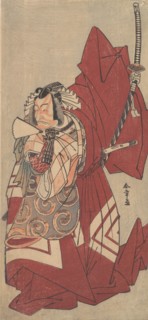 Kabuki Actor Ichikawa Danjuro V in a Shibaraku (Stop Right There!) Role..., 11th month 1776. Creator: Shunsho.