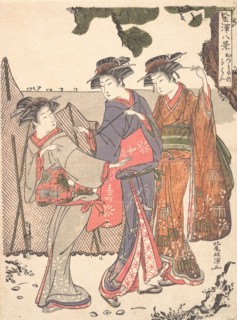 Three Women Standing on the Seashore, 1761-1816. Creator: Kitao Masanobu.