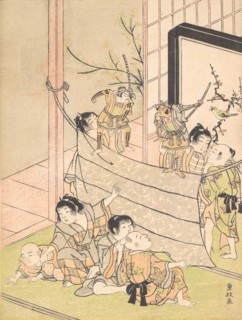 Young Boys Performing a Puppet Show, ca. 1770. Creator: Kitao Shigemasa.