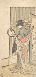 A Courtesan Looking at Her Reflection in a Hand Mirror, ca. 1787. Creator: Katsukawa Shun'ei.