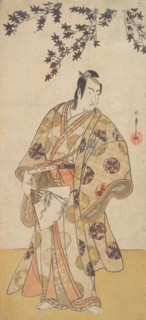 The Third Ichikawa Yaozo as a Daimyo Standing Under a Maple Tree, ca. 1783. Creator: Shunsho.