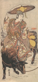 The Actor Matsumoto Koshiro IV on a Bullock in a Snowstorm, ca. 1790. Creator: Katsukawa Shunko.