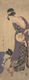 Two Women with a Baby who is Playing on the Floor, ca. 1793. Creator: Kitagawa Utamaro.