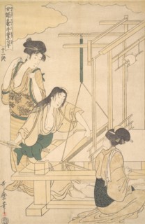 Women Weaving Silk Cloth, ca. 1800. Creator: Kitagawa Utamaro.