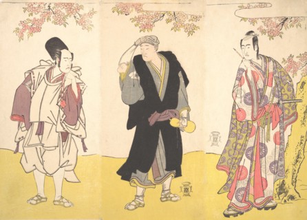 Kabuki Actors Ichikawa Yaozo III, Onoe Matsusuke I, and Sawamura Sojuro III, 11th month, 1786. Creator: Shunsho.