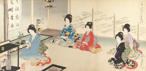 Chiyoda Inner Palace: No.20 Flower Arranging in Turn..., August 1895. Creator: Chikanobu Yoshu.