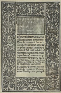 Opera Nova Universali intitulata Corona di racammi, title page (recto), [1530]. Creator: Giovanni Andrea Vavassore.
