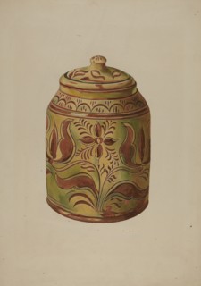 Pennsylvania German Covered Jar, c. 1939. Creator: Henry Moran.