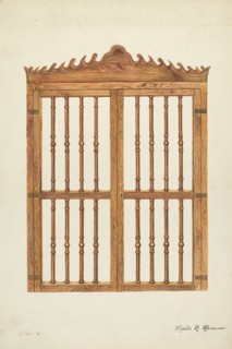 Grille Doors of Wood, c. 1937. Creator: Marius Hansen.