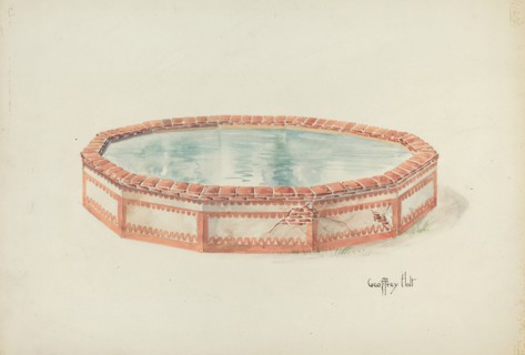 Mission Fountain, c. 1937. Creator: Geoffrey Holt.