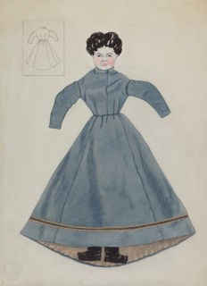 Doll and Dress, c. 1937. Creator: Mary E Humes.