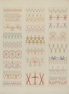 Crazy Quilt Stitches, c. 1937. Creator: William Kieckhofel.