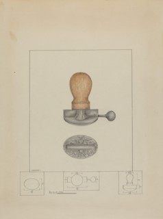 Pewter Stamp, c. 1937. Creator: Henry Meyers.
