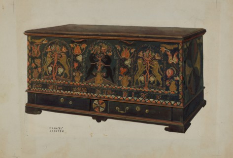 Pa. German Painted Chest, c. 1938. Creator: Frances Lichten.