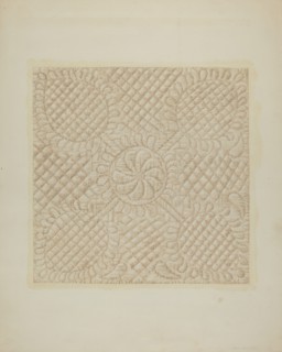 Detail of Quilt - Tulip Pattern, c. 1939. Creator: Fred Hassebrock.