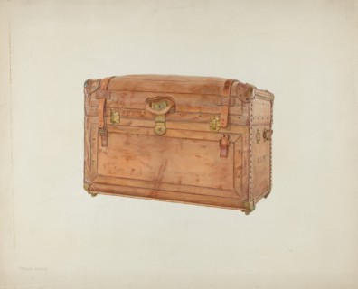Horse Hide Trunk, c. 1939. Creator: Frank M Keane.