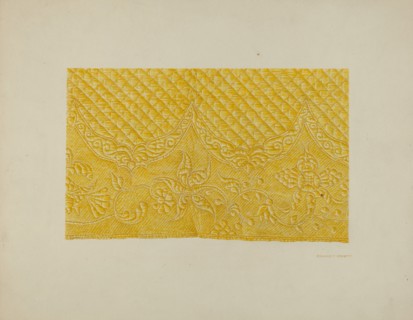 Quilting on Silk (Detail), c. 1940. Creator: Edward Jewett.