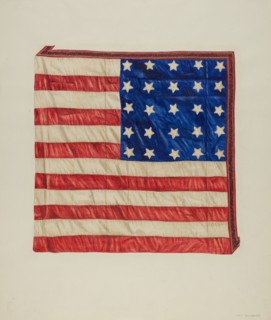 Quilt - Top Star and Flag Design, c. 1941. Creator: Fred Hassebrock.