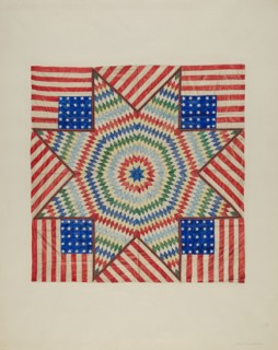 Star and Flag Design Quilt, c. 1941. Creator: Fred Hassebrock.