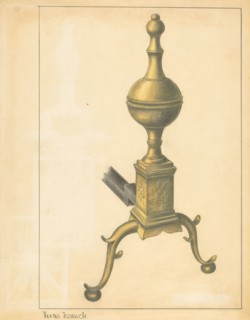 Andiron (one of pair), c. 1936. Creator: Hans Korsch.