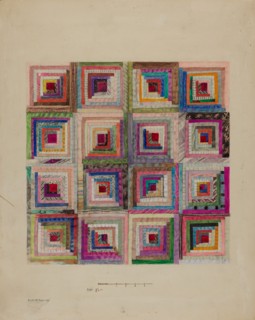 Silk Patchwork for Pillow, c. 1936. Creator: Edith Magnette.