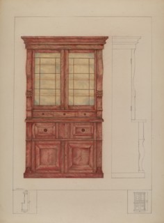 Bookcase and Writing Desk, c. 1936. Creator: Henry Meyers.