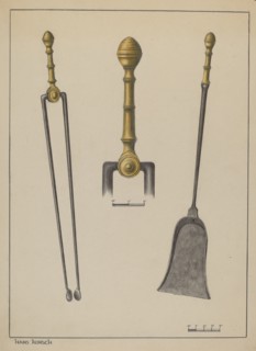 Fire Tongs and Shovel, c. 1937. Creator: Hans Korsch.