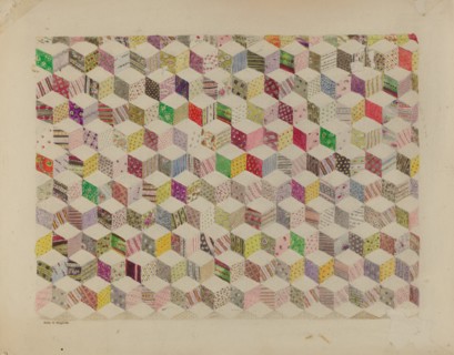Patchwork for Quilt, c. 1937. Creator: Edith Magnette.
