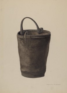 Leather Water Bucket, c. 1938. Creator: Alexander Anderson.