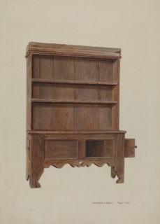 Pa. German Pewter Cupboard, c. 1939. Creator: Henrietta S. Hukill.
